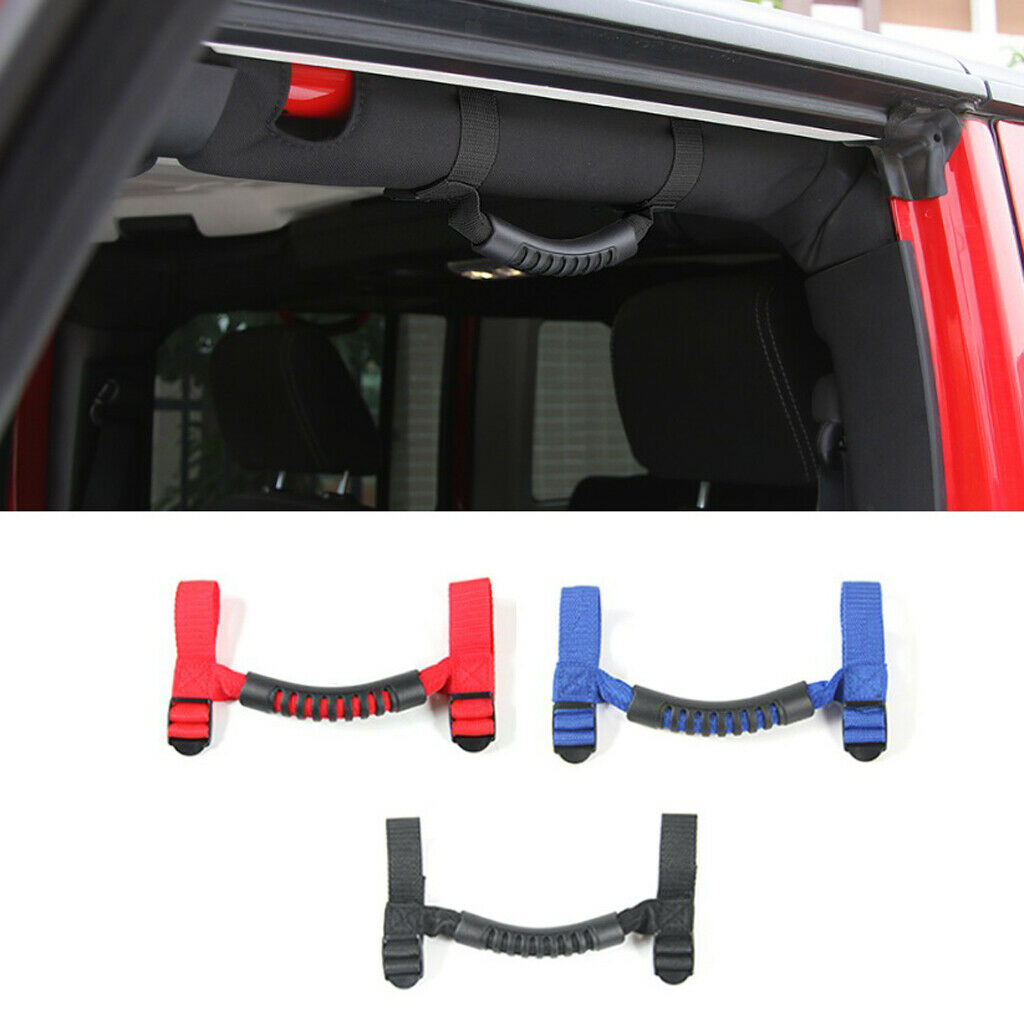 Roll Bar Grab Handle with Straps for Jeep Wrangler JK TJ YJ Blue