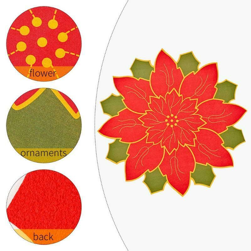 4 Pcs Christmas Flower Placemat Cutwork Embroidered Floral Christmas Flowers
