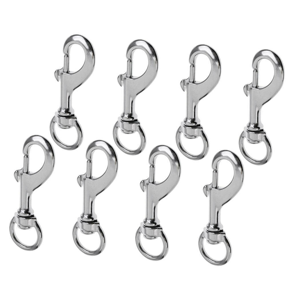 8-Pack 316 Stainless Steel Single Ended Bolt Snap Hook Marine Grade Single End