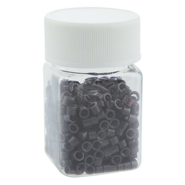 Lots 800 Plastic Micro Rings Lined Beads for Hair Extensions Tools Black