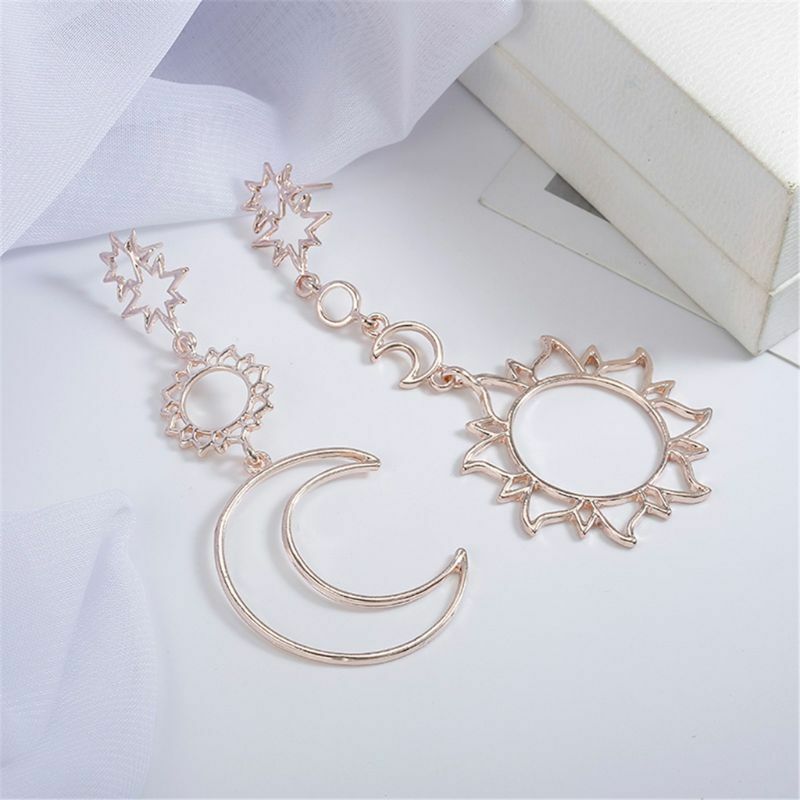 Hollow Star and Moon Drop Dangle Earring Birthday Gift Statement Fashion Jewelry