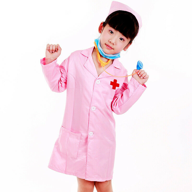 Children Pretend Playing Long Sleeve Doctor Nurse Costume Kit Accessory
