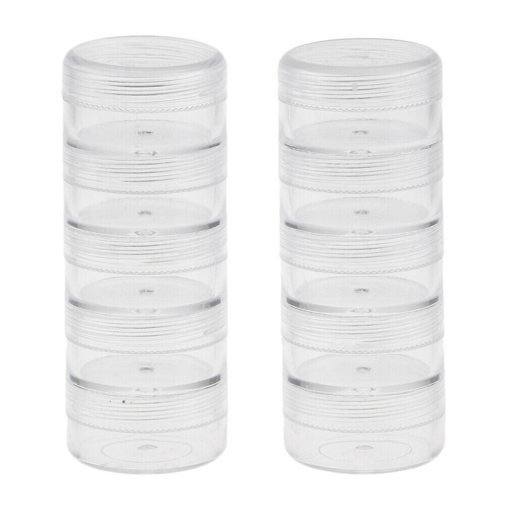 4X 2Set Stackable Beads Box Case Organizer w/ Screw Lids for Jewellery 95x36mm