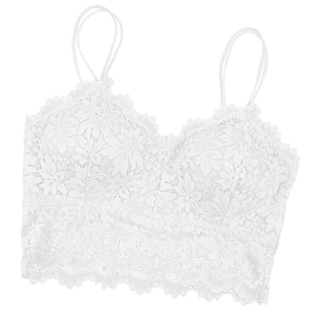 4 Pcs Full Lace Padded Bralette Spaghetti Strap Lace Bra Bustier Crop Top