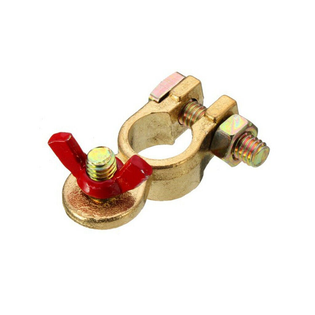 Brass Car Battery Terminal Post, Black, Red, Positive, Negative, 1 Pair (+ -)