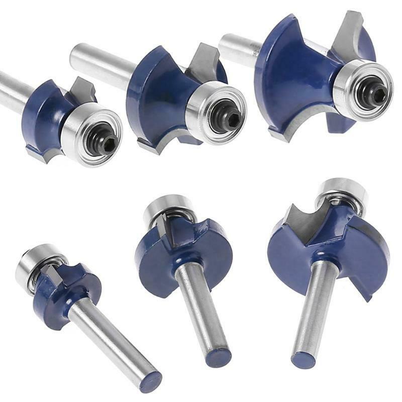 3 Pcs Radius 1/4" Shank Round Over Beading Edging Router Bit Set For Woodworking
