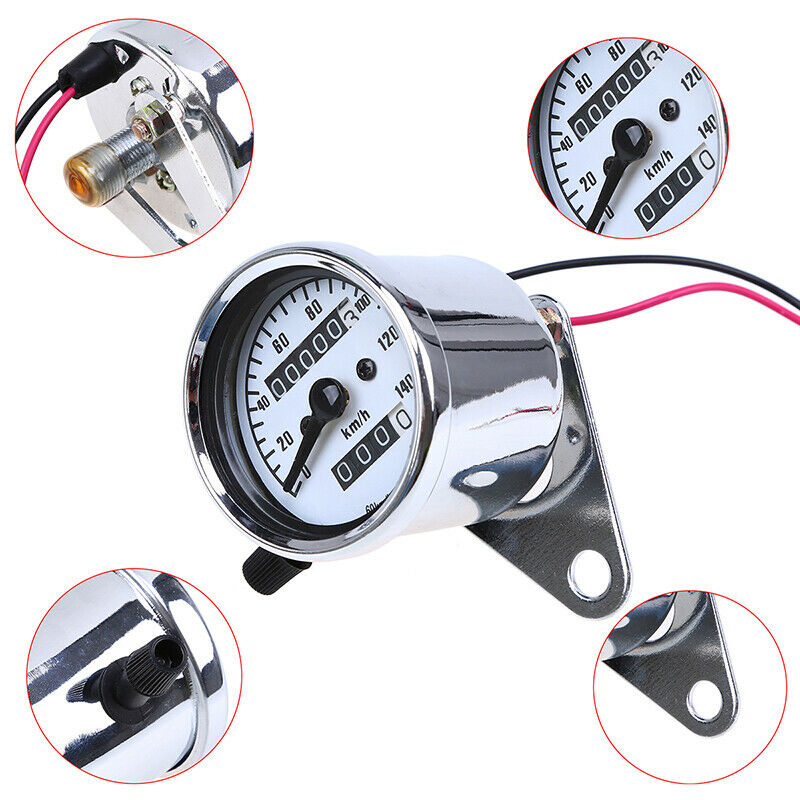1x Motorcycle Circle Odometer Gauge Speedometer LED DC 12V 6.6cm Universal Fit