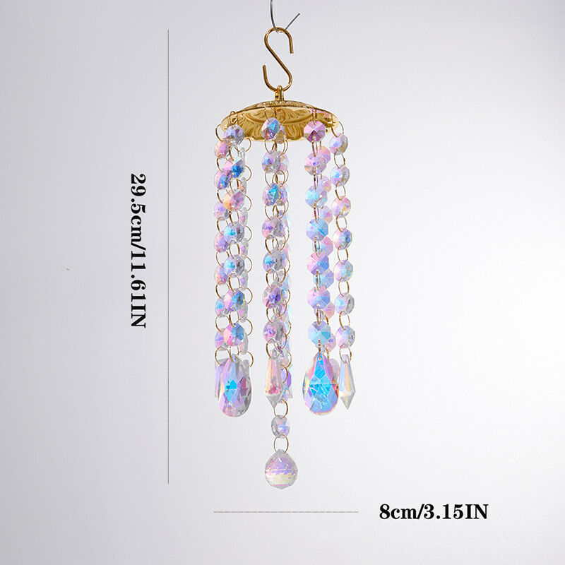 Crystal Curtains Pendant AB Coating Prisms Suncatcher Rainbow Wind Chimes DI DF