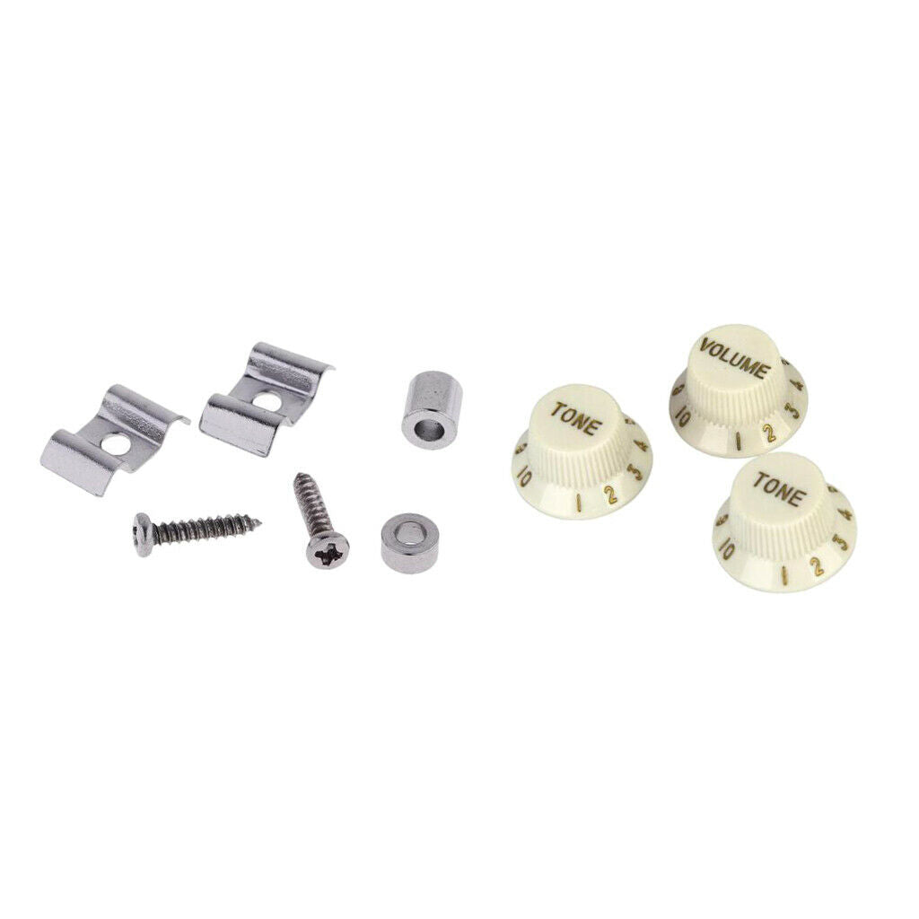 3pcs Guitar Tone Volume Control Knobs+2pcs Roller String Tree Guide Retainer
