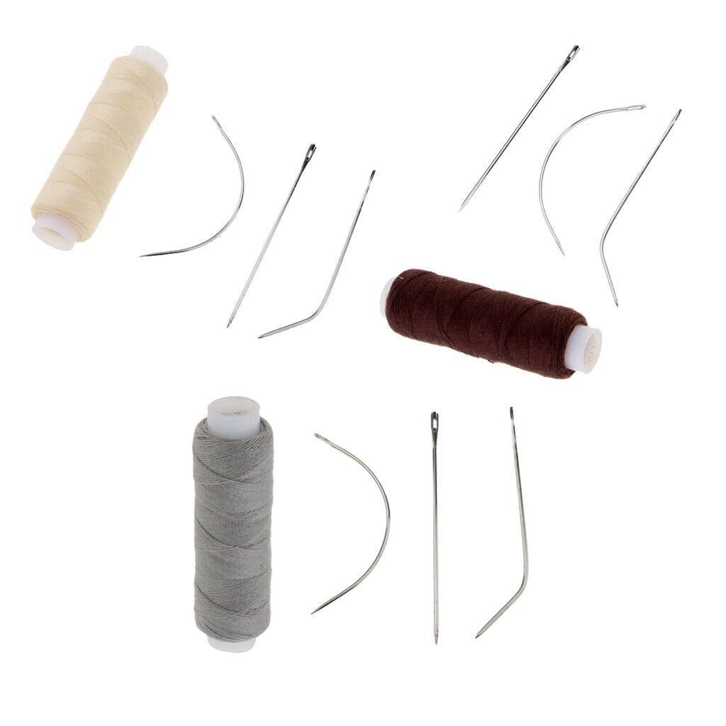 4Pcs Strong Hair Weft Wigs Toupee Weaving Sewing Thread with 12pcs Needles