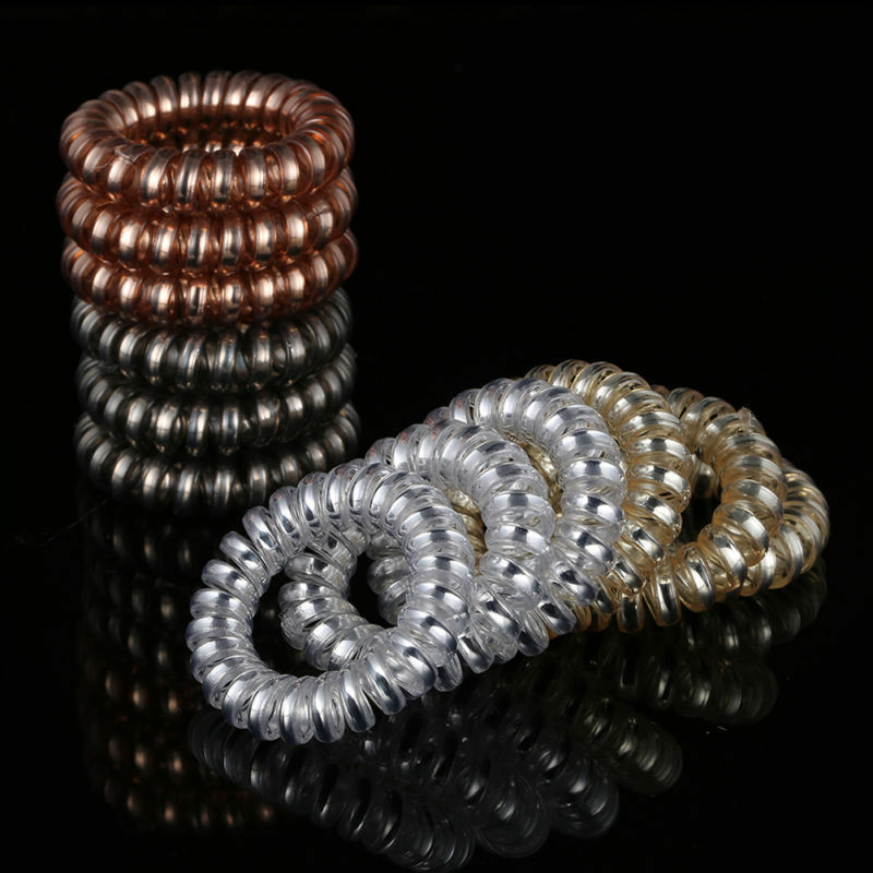 12Pcs Rubber Telephone Wire Hair Ties Spiral Hair Head Elastic Bands HOT
