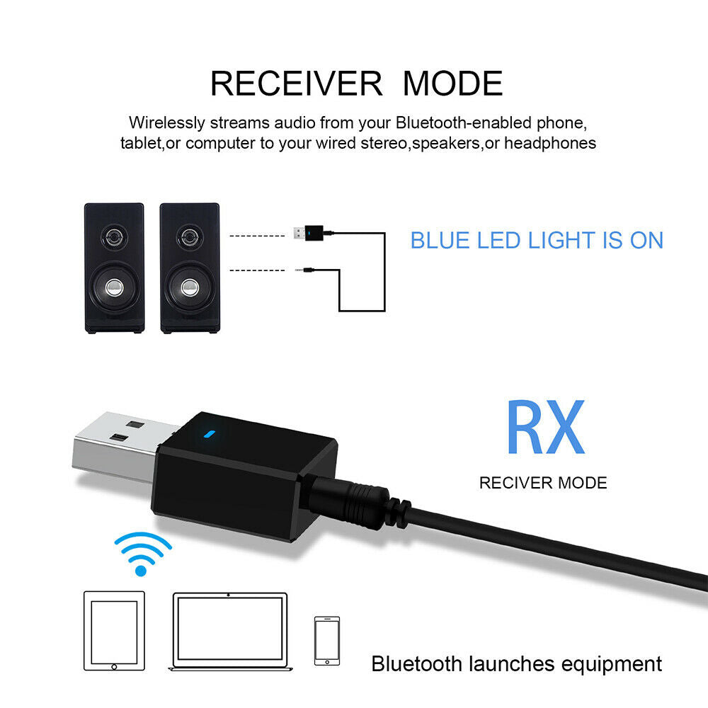 Bluetooth Stereo Wireless Audio Transmitter Receiver USB PC Dongle Adapter!