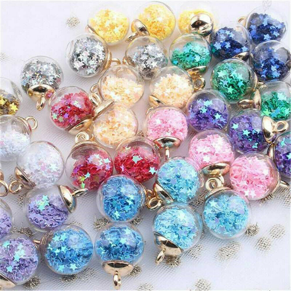 20pc Glass Rhinestones Ball Pendants with Golden Dangle Bail 21x16mm Handcrafts