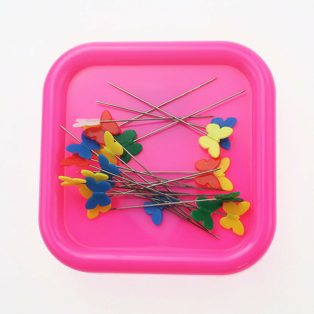 Square Magnetic Pin Cushion Pincushion Sewing Needles Organizer Rose Red