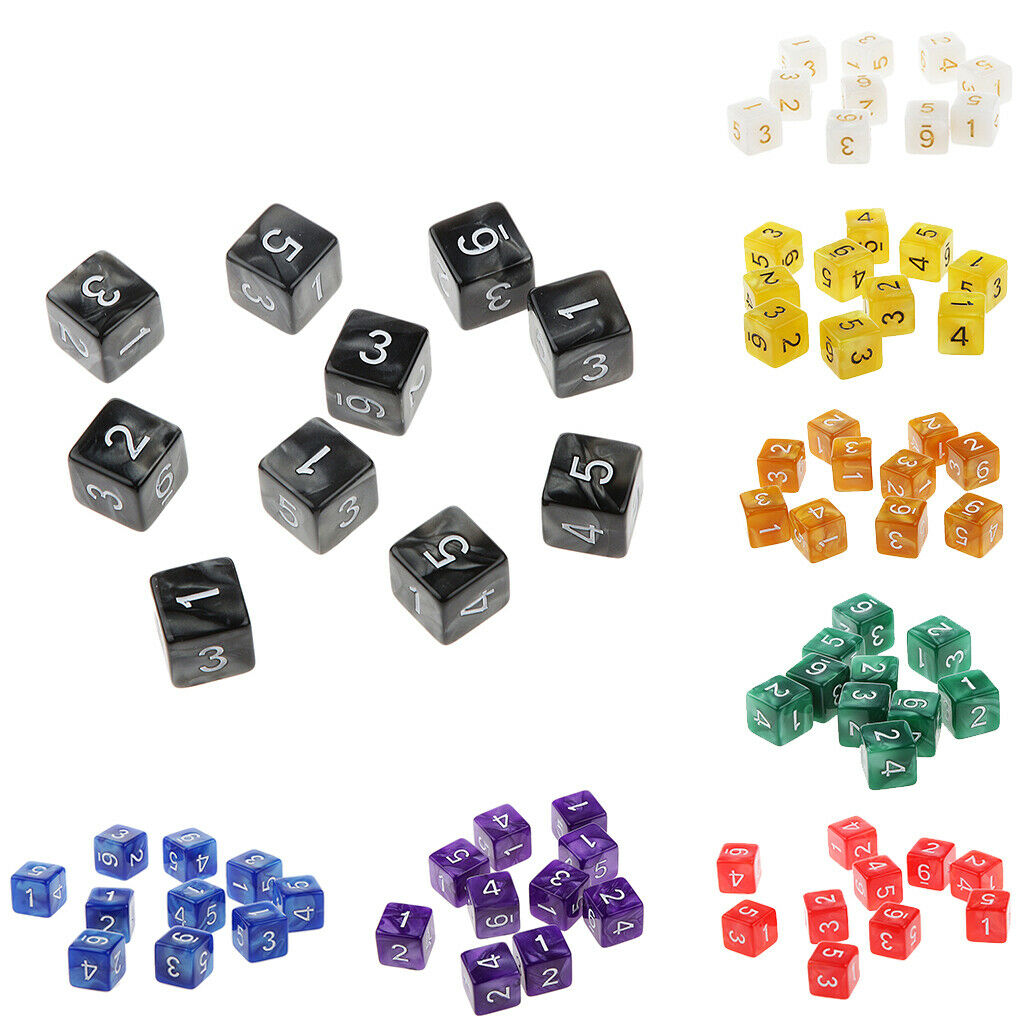 10pcs Six Sided Dice D6 Playing D&D Party Board Dices for Lovers purple