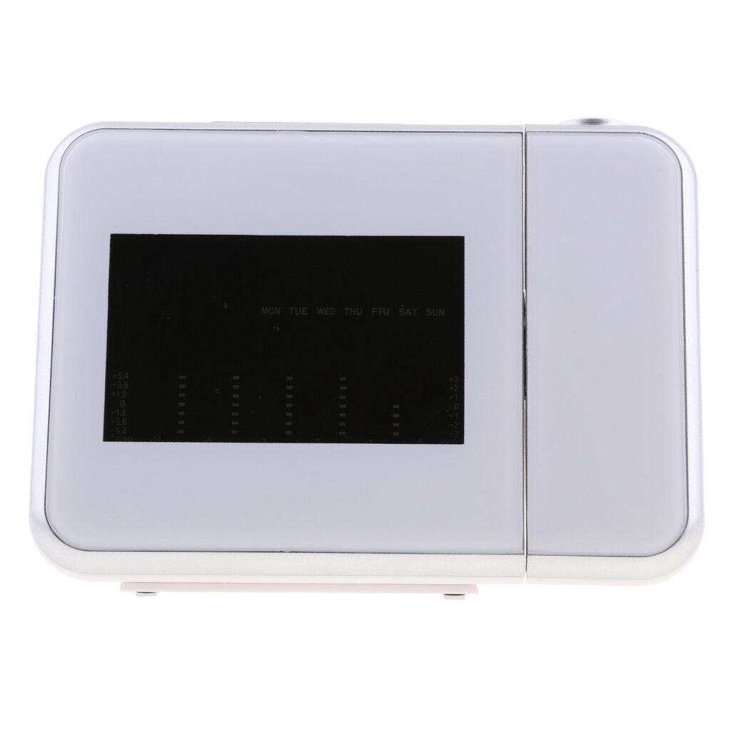 Projection Atomic Clock with Indoor Temperature Calendar Alarm - White