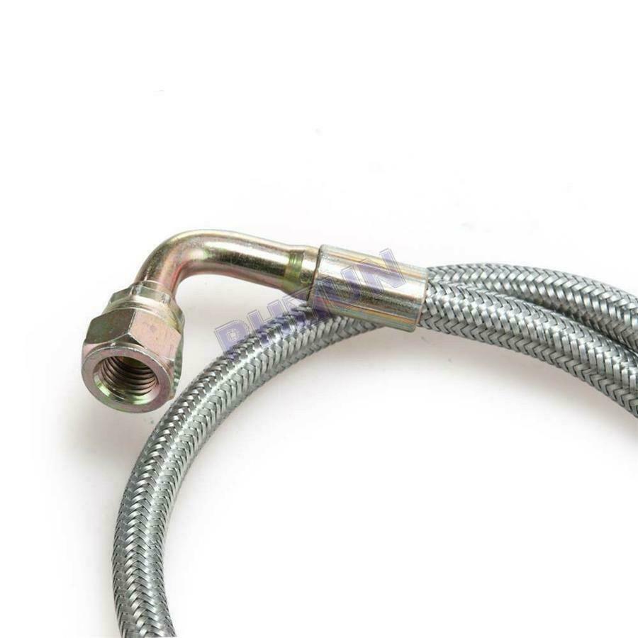 24 Inch 4 AN 90 Degree Steel Braided Turbo Oil Line Kit For T3/T4 Oil Feed Turbo