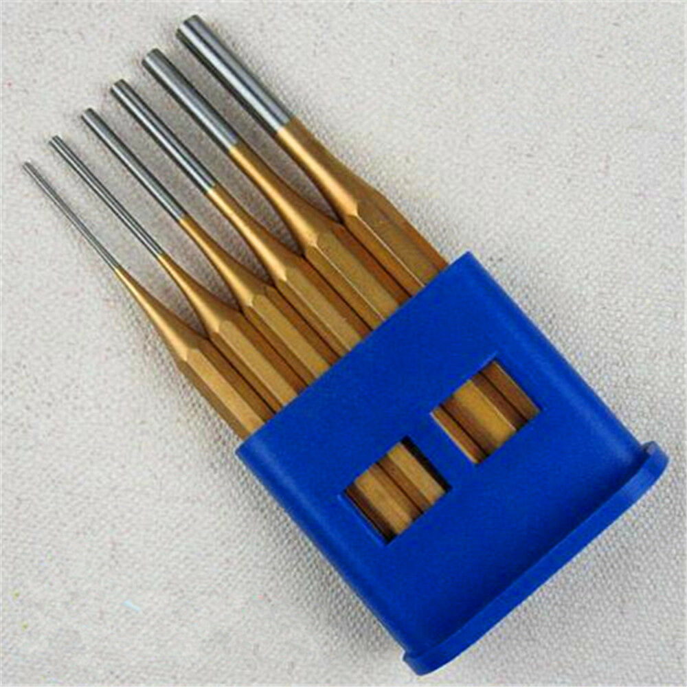 6 Pcs/Set Chrome Vanadium Steel Forged Cylindrical Center Round Impact Chisel
