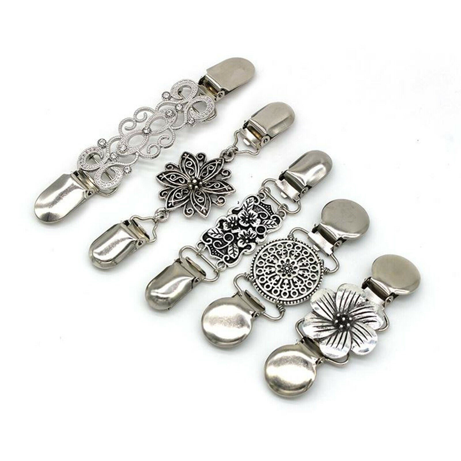 5x Women Cardigan Sweater Clip Blouse Shawl Brooch Shirt Collar Retro Brooch