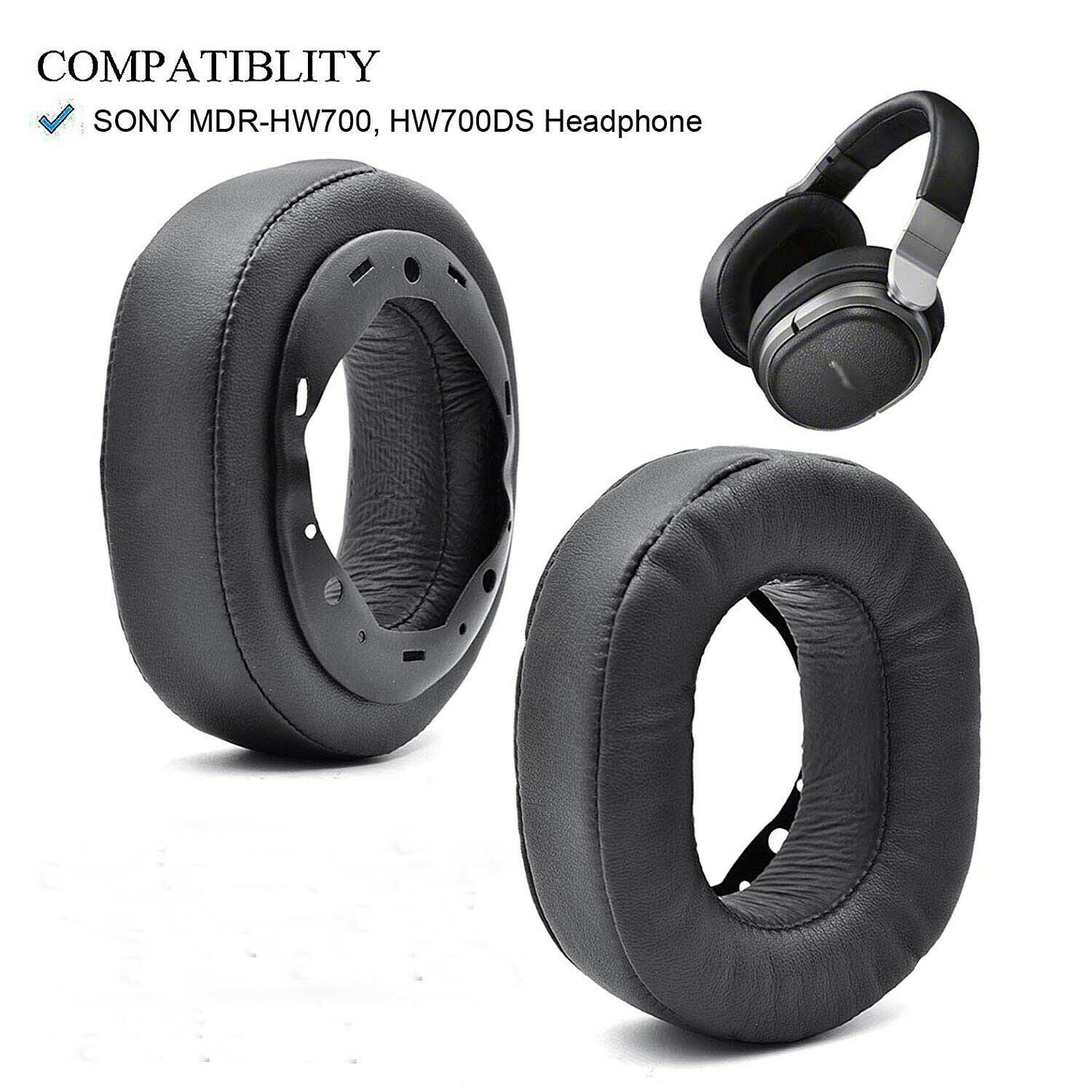 Replacement Leather and Memory Foam Cushion for Sony MDR-HW700 MDR-HW700DS Black