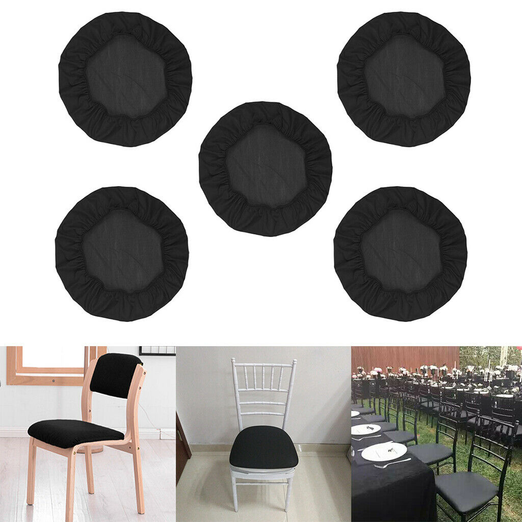 5 Pieces Polyester Spandex Dining Chair Seat Cover Cushion Wedding Banquet Chair