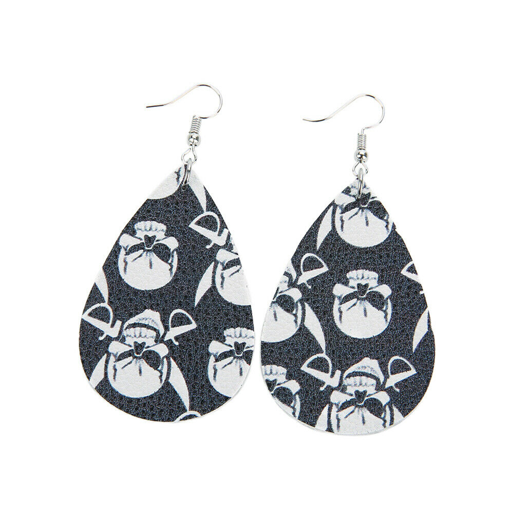 Halloween PU Leather Water Drop Teardrop Dangle Drop Earrings Jewelry I