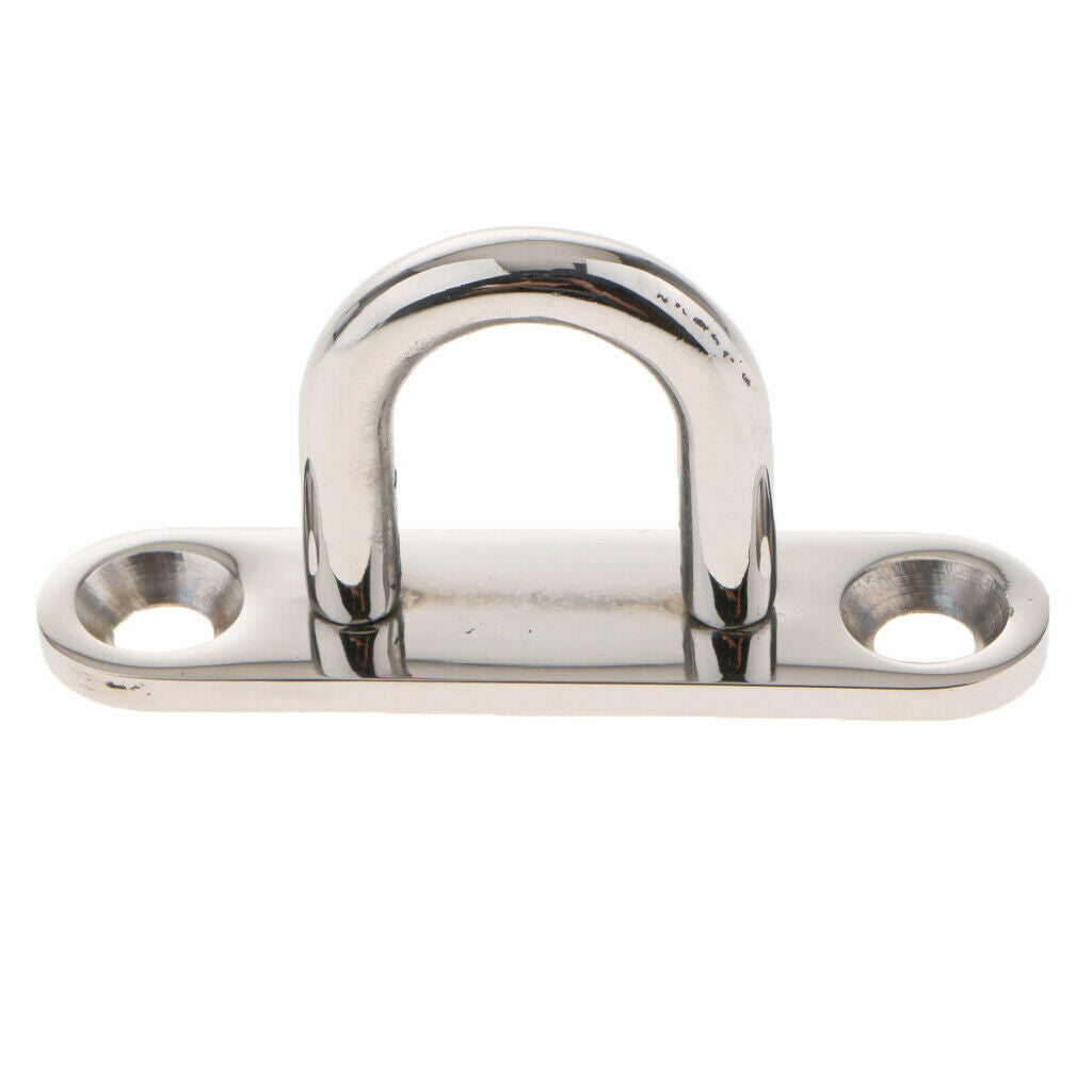 2Pieces 5mm 304 Stainless Steel Oblong Pad Eye Plate Staple Ring Hook U-Shap