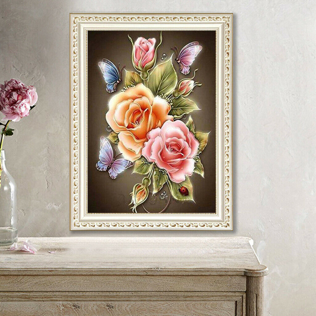 Pink Flowers Rhinestone Picture f/ Home Decor Living Room Decor 30x20cm