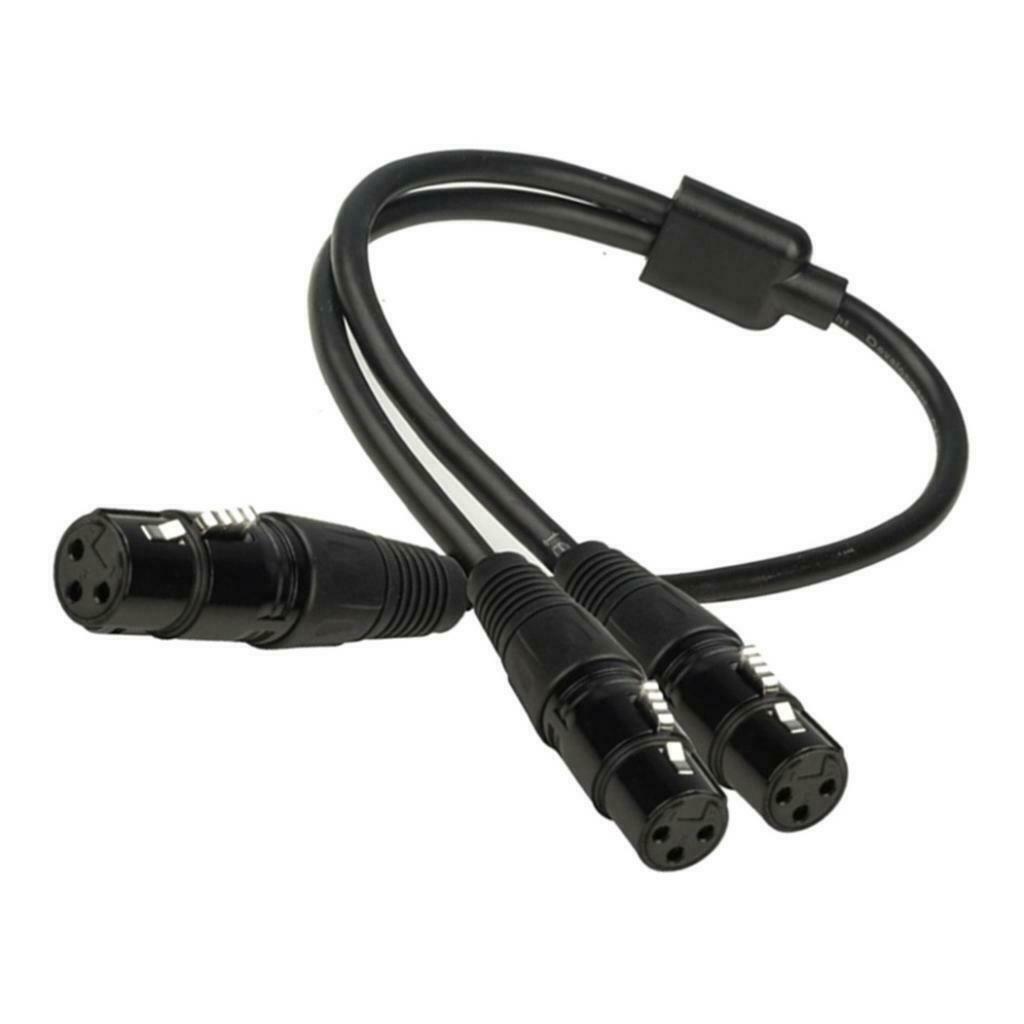 3Pin XLR Female To Dual 2 Female Plug Y Splitter Adaptor Audio Guitar Cable