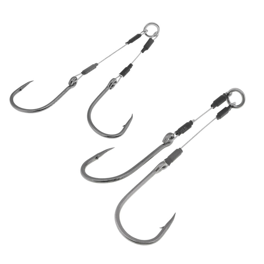 2pcs Dual Assist Hooks Barbed Jigging Fishing Hooks 1 Piece with 2 Hooks for