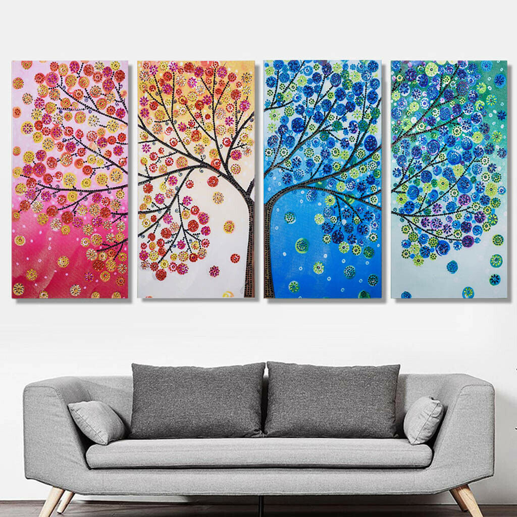 4pcs Seasons Tree Special Shape Diamond Painting Cross Stitch Painting Kits