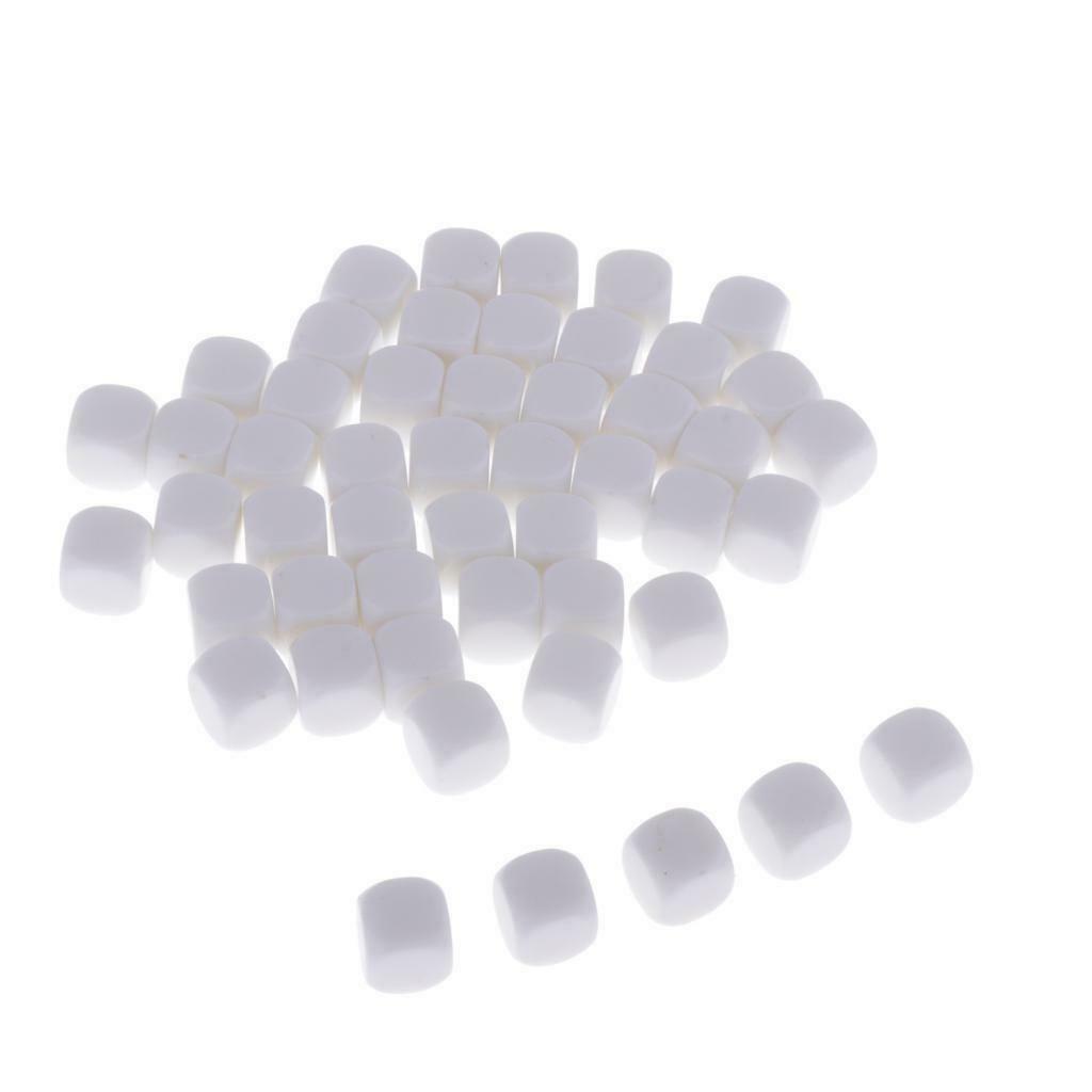 Set/50pcs Blank Dice D6 White Round Edge D&D RPG Playing Game Accessory