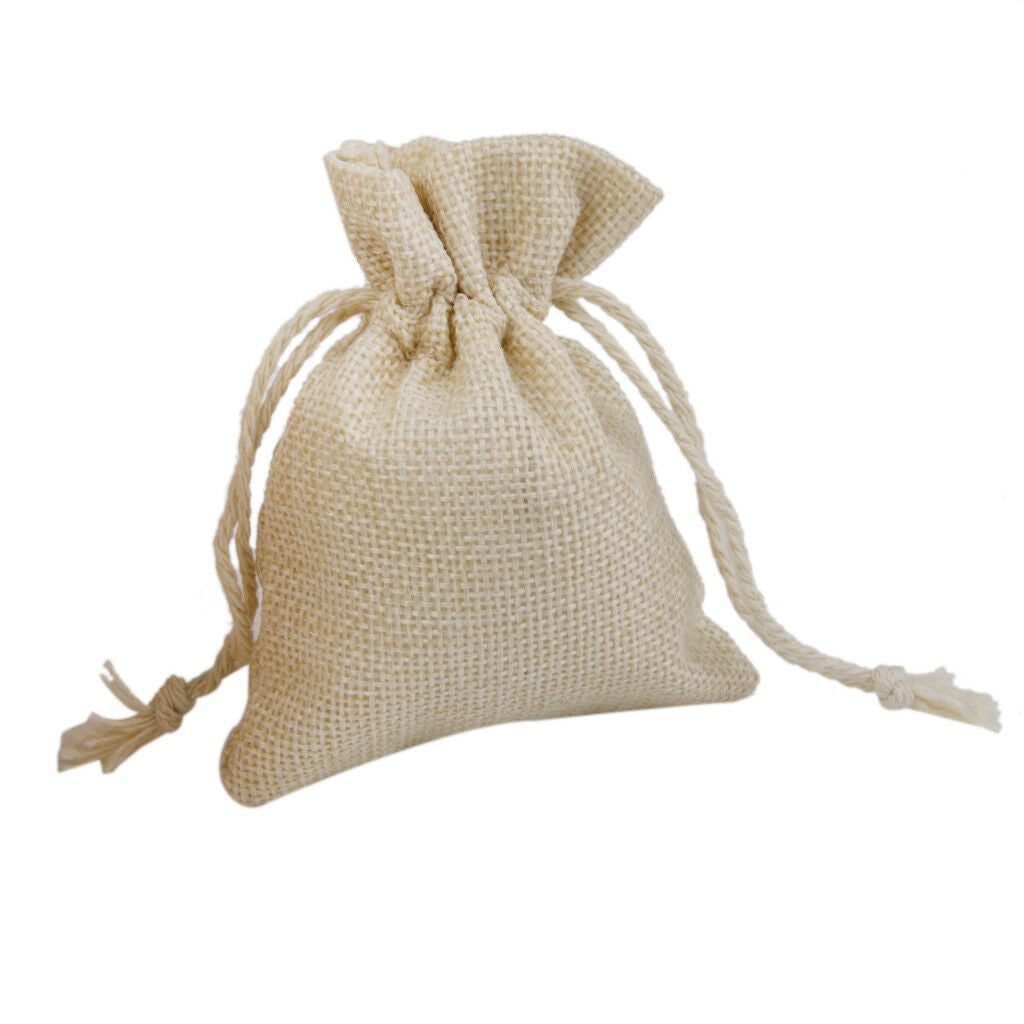 20pcs Small Natural Linen Pouch Drawstring Burlap Jute Sack Jewelry Gift Bag