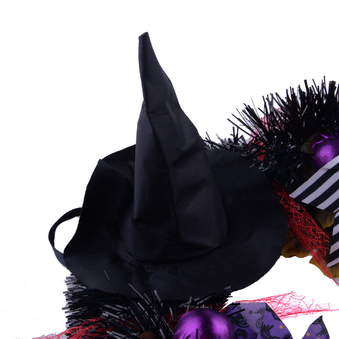 1x 2021 Halloween Wreath With Hat Front Door Wall Hanging Witch Pumpkin Wreath