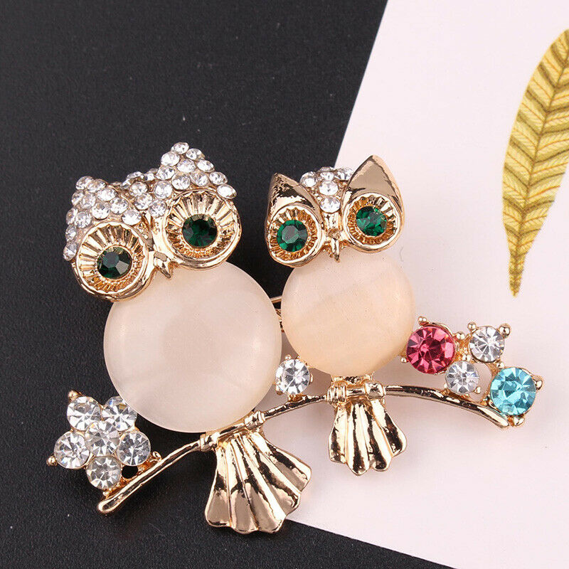 Cute Crystal Owl Animal Corsage Banquet Decoration Women Brooch Pin Jewelr.l8