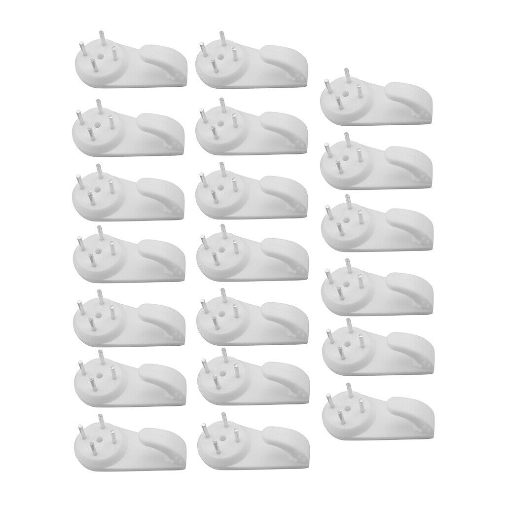 20pcs Hard Mural Hooks White Picture Hooks Concrete & Brick 4.1x2cm