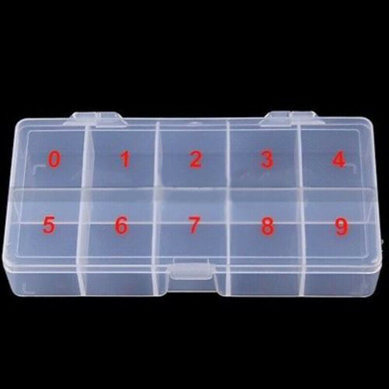 10 Compartment Plastic Empty Storage Case Box for False Nail Art Tips Gems Beads
