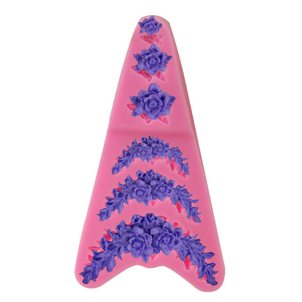 Rose Flower Garland Silicone Mold Cake Border Jewelry Wedding Decorating .l8