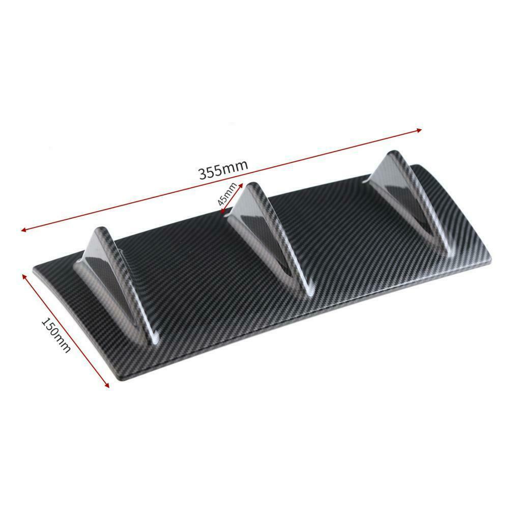 Style Universal Rear Bumper Lip Diffuser Gloss Black Mini Spoiler ABS 3 fin