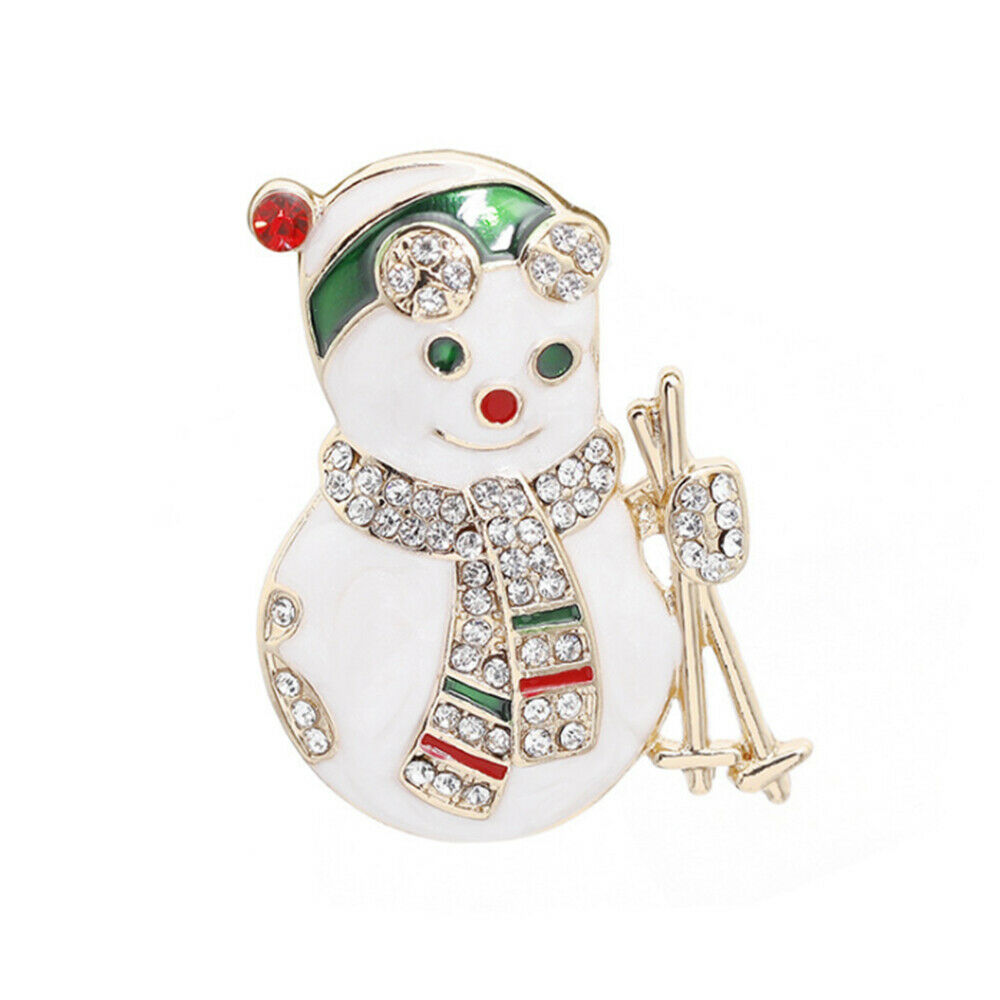 Christmas Snowman Brooches Rhinestone Xmas Snowflake Brooch Gift Fashion Jewelry