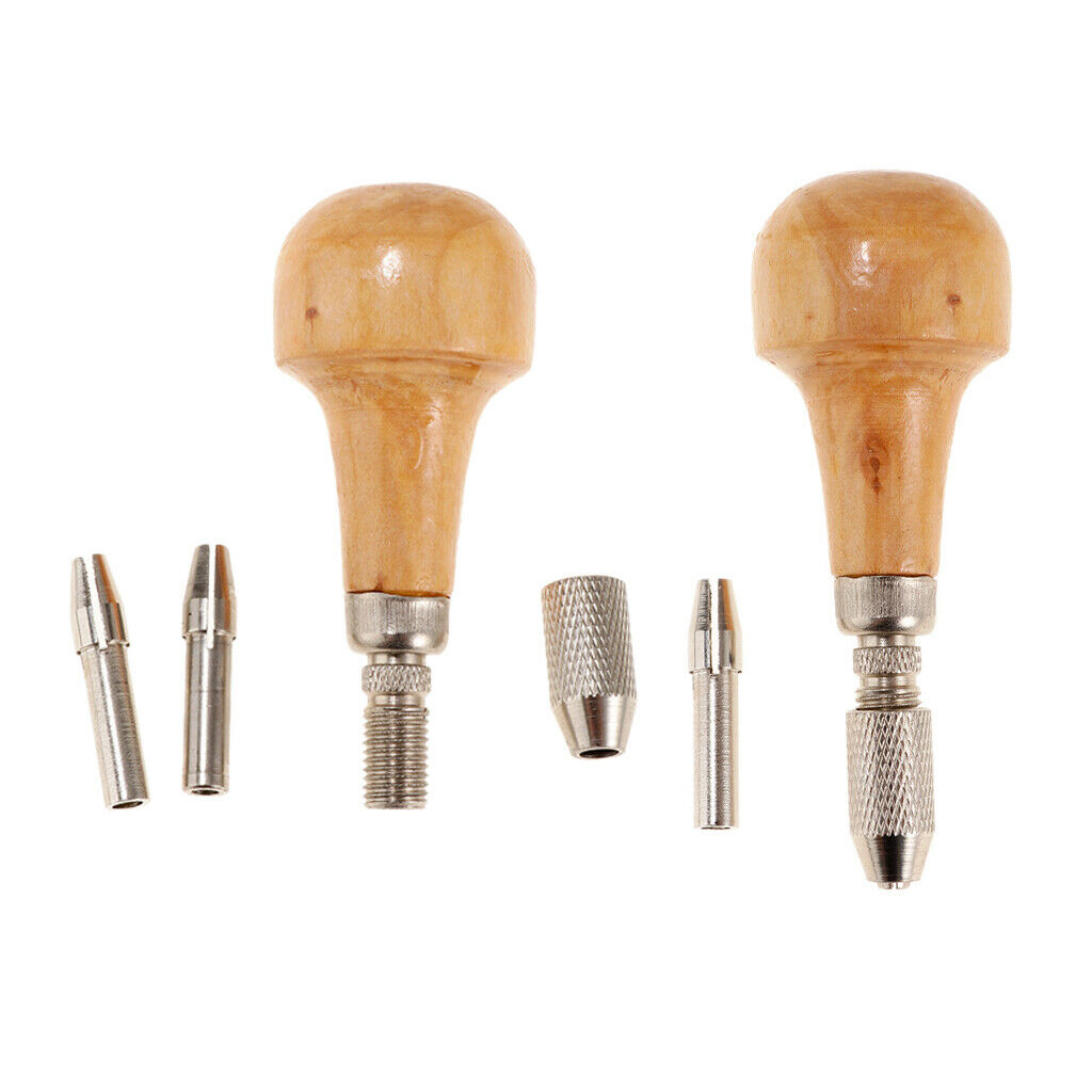 2 Sets Pin Vise Drill Bits Wood Handle Collet Watchmaking Jewelry Tool