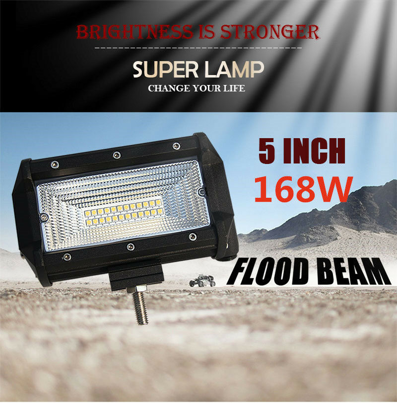 2x 24LED 168W Car Off Road Work Light Bar Flood Beam Driving Fog Lamp w/ Bracket