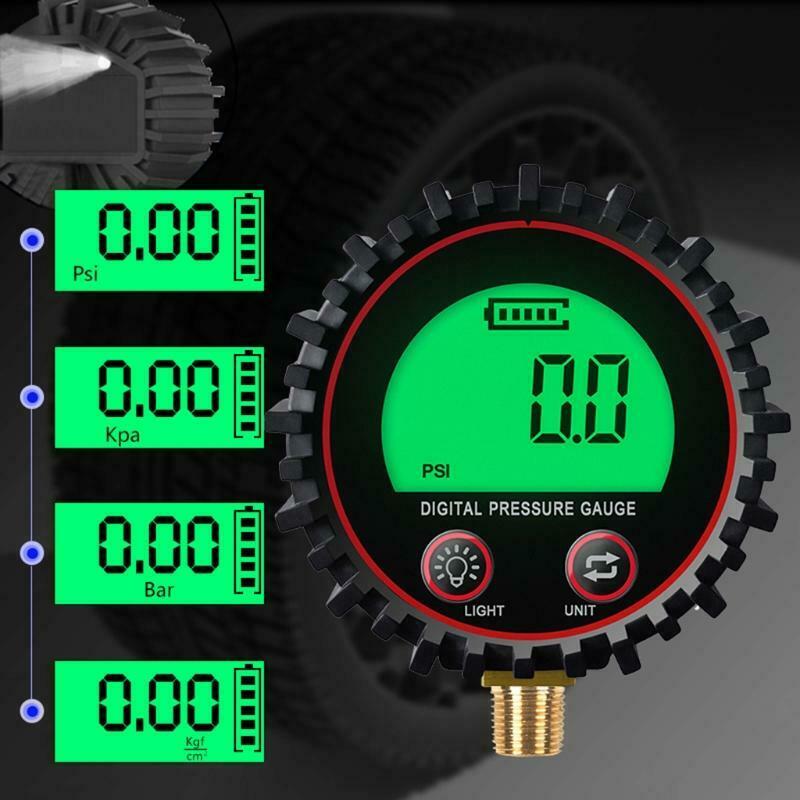 Digital Gas Pressure Gauge with 1/8'' NPT Bottom Connector & Rubber Protector