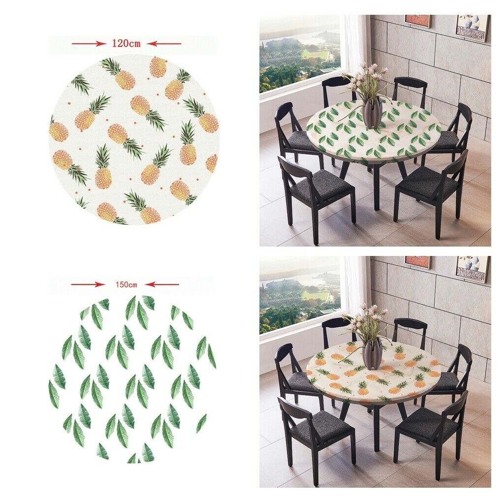 2x Non-Slip Tablecloth Washable Round Table Cover Cloth Home Party 48'' 60''