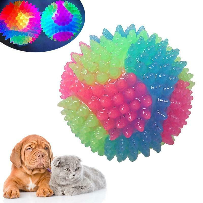 Dog Chew Toys Flashing Balls Non-Toxic Natural Rubber for Puppy Teeth Cleaning