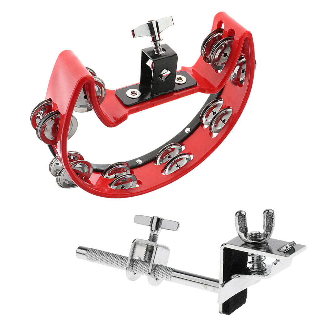 Tambourine Rattle Steel Jingles with Clamp Drum Holder for Drum Parts