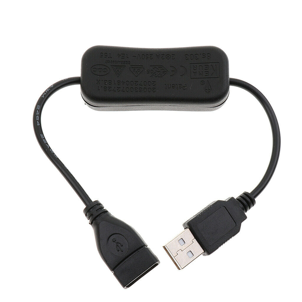 2x Type-A Male to Female USB Cable with ON/OFF Switch Easy Start/Reboot