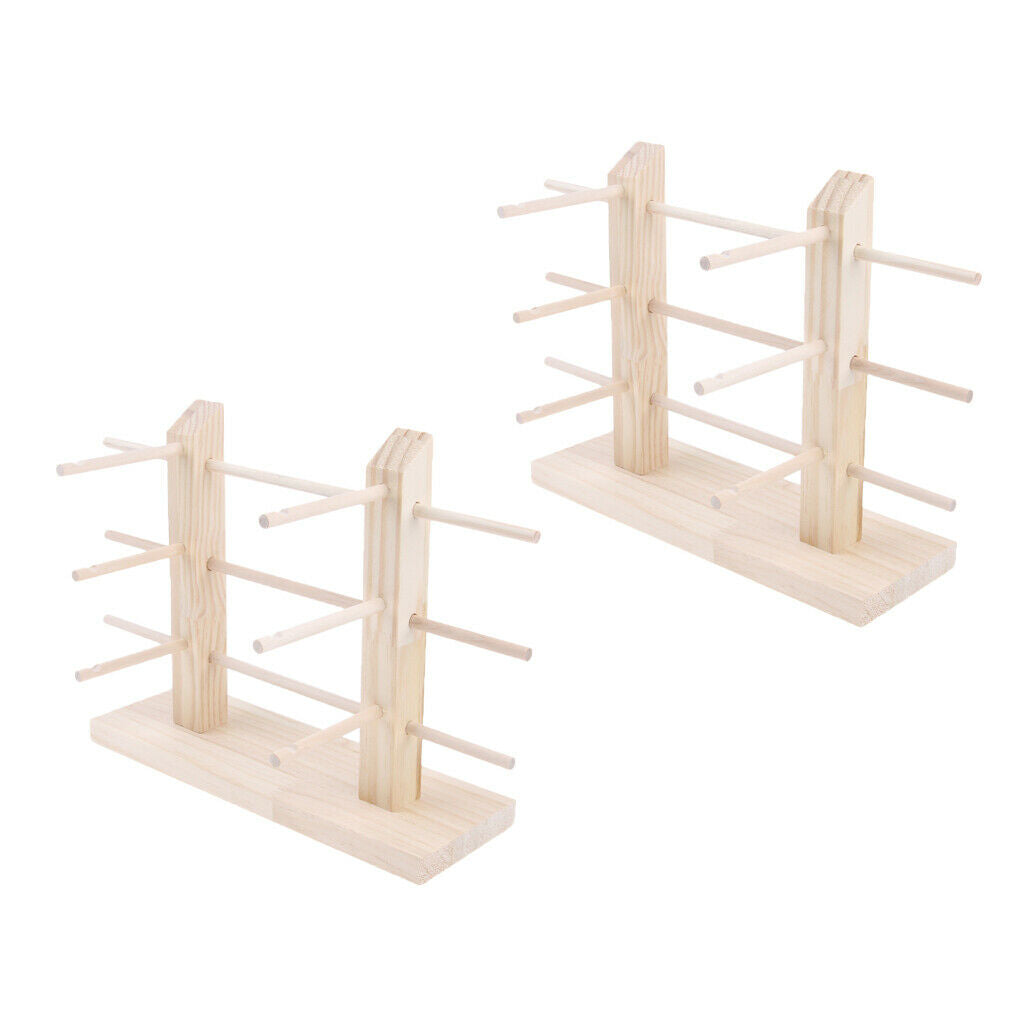 2 Pieces Wood Sunglasses Eyeglass Display Rack Double Lines 6 Pairs of Glasses