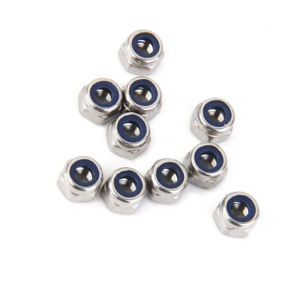 10Pcs M3 A2 Stainless Steel Nylon Insert Hex Lock Nuts to Fit Metric Bolts
