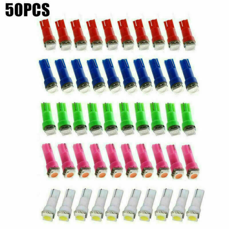 50*/Set T5-5050-1SMD LED Speedometer Instrument Gauge Bulbs Light Cluster Dash